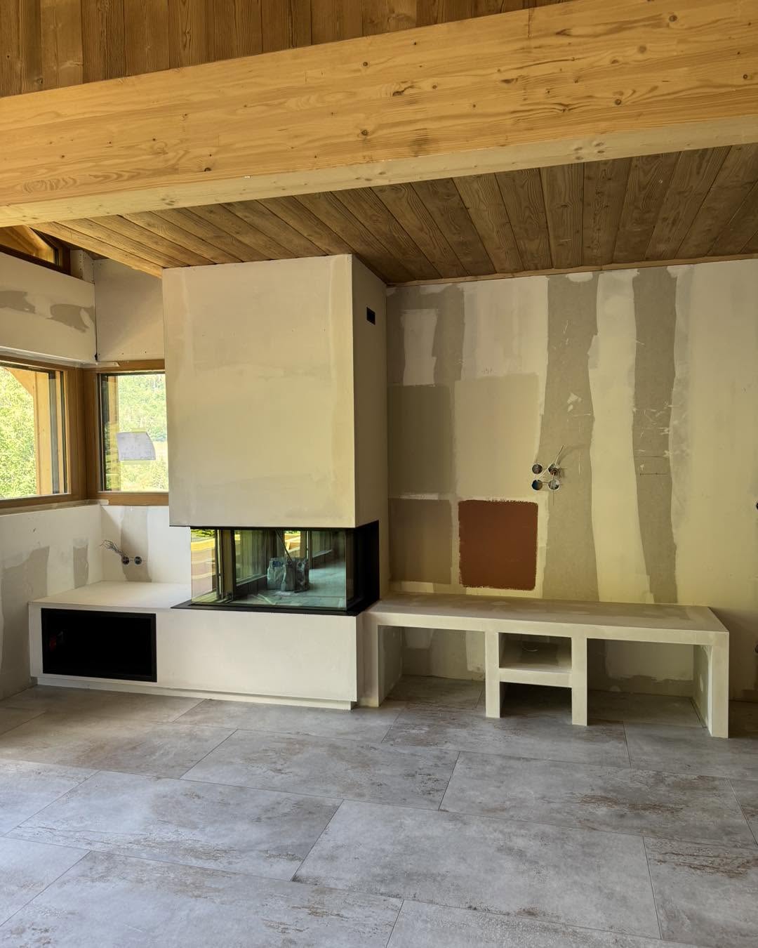 Cheminée contemporaine sur mesure à La Clusaz